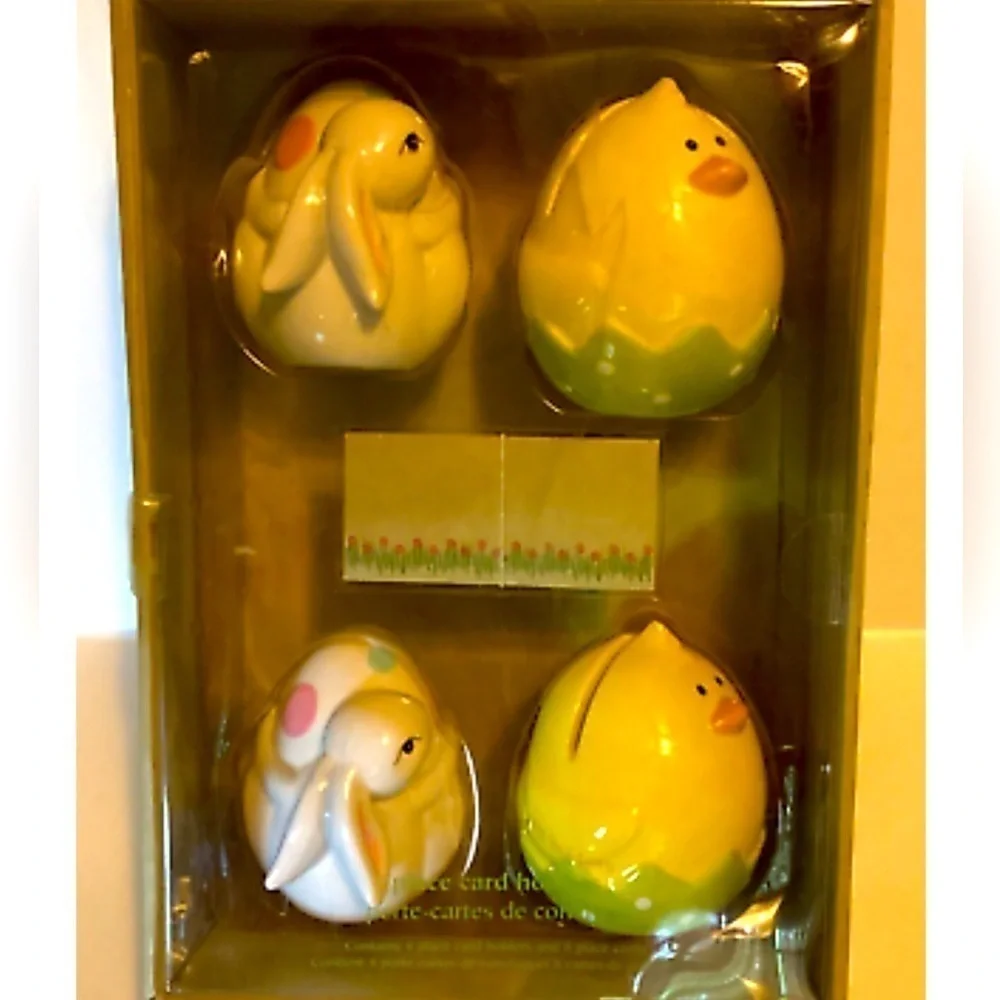 Pier 1 Easter Place Card Holders Set of 4 Bunny and Chick Vintage